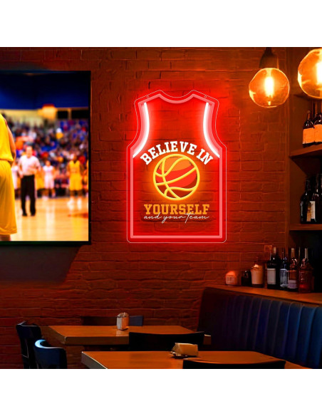 Luz de Neón LED Camiseta Baloncesto ZLOOREE 42x27.3cm