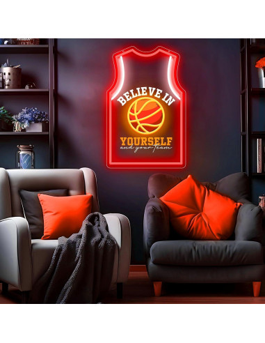 Luz de Neón LED Camiseta Baloncesto ZLOOREE 42x27.3cm