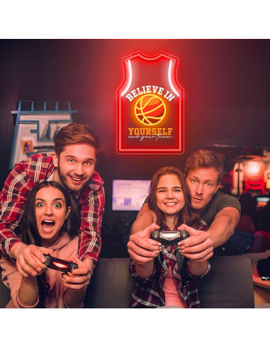 Luz de Neón LED Camiseta Baloncesto ZLOOREE 42x27.3cm