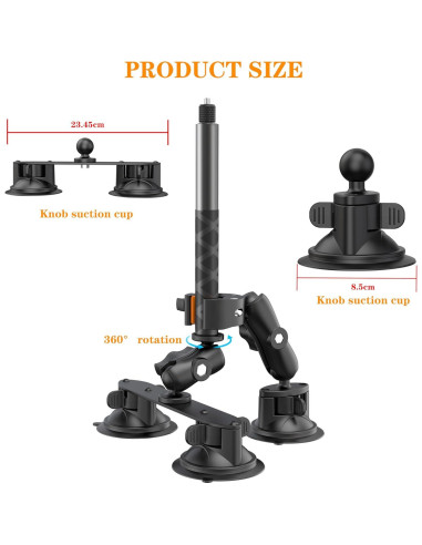 Soporte de Coche con Succión KOQEIEY para Insta360 X5 X4 X3
