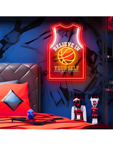 Luz de Neón LED Camiseta Baloncesto ZLOOREE 42x27.3cm