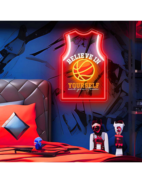 Luz de Neón LED Camiseta Baloncesto ZLOOREE 42x27.3cm