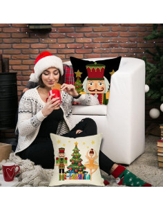 Juego de 4 Fundas de Almohada Decorativas de Navidad 45x45cm Luxylei 2