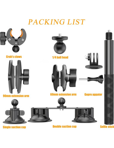 Soporte de Coche con Succión KOQEIEY para Insta360 X5 X4 X3