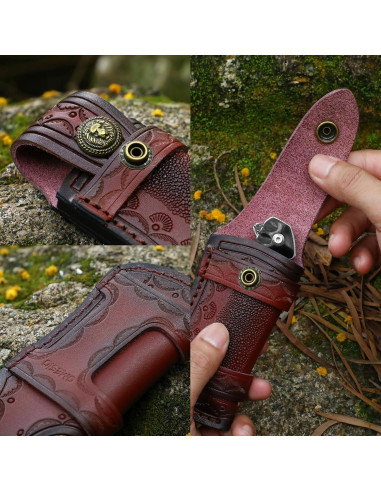 Funda de Cuchillo Plegable Omesio de Cuero Marrón 11.51 cm