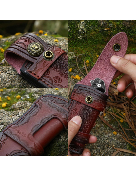 Funda de Cuchillo Plegable Omesio de Cuero Marrón 11.51 cm