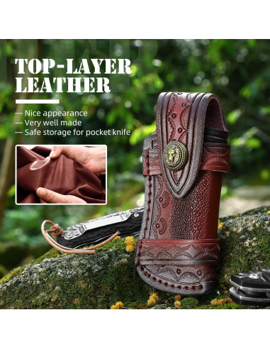 Funda de Cuchillo Plegable Omesio de Cuero Marrón 11.51 cm