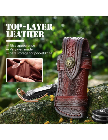 Funda de Cuchillo Plegable Omesio de Cuero Marrón 11.51 cm