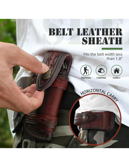 Funda de Cuchillo Plegable Omesio de Cuero Marrón 11.51 cm