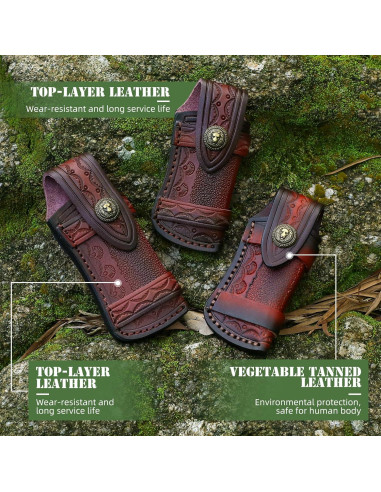 Funda de Cuchillo Plegable Omesio de Cuero Marrón 11.51 cm