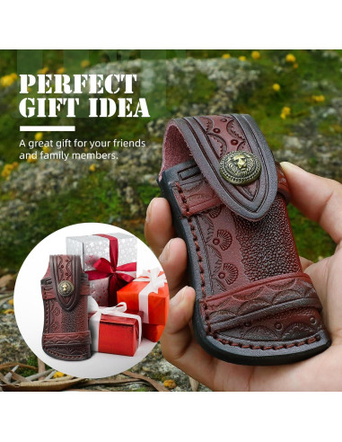 Funda de Cuchillo Plegable Omesio de Cuero Marrón 11.51 cm