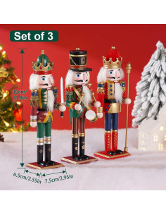 Set 3 Piezas Cascanueces de Madera 30cm Tpudn Decoración Navidad 2