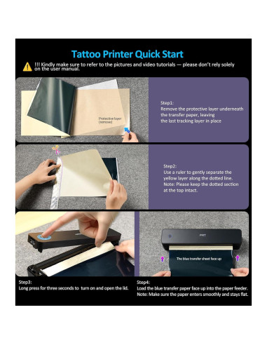 Impresora de Plantillas de Tatuaje PRT MT660 Inalámbrica 10 Hojas