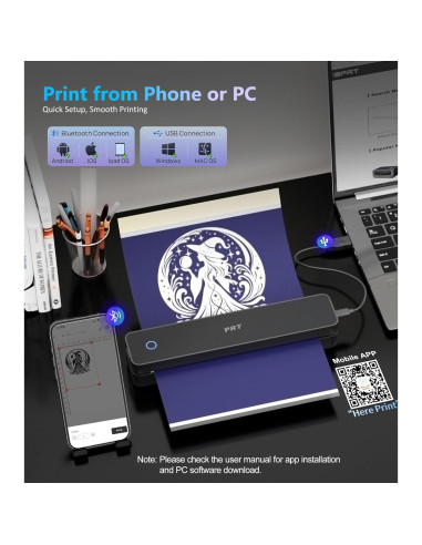 Impresora de Plantillas de Tatuaje PRT MT660 Inalámbrica 10 Hojas