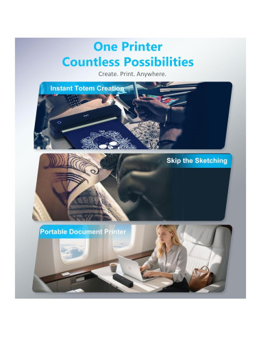 Impresora de Plantillas de Tatuaje PRT MT660 Inalámbrica 10 Hojas