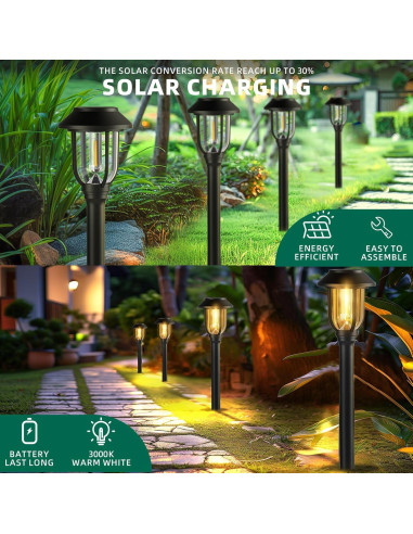 Paquete de 12 Luces Solares ILANCK 3000K para Jardín
