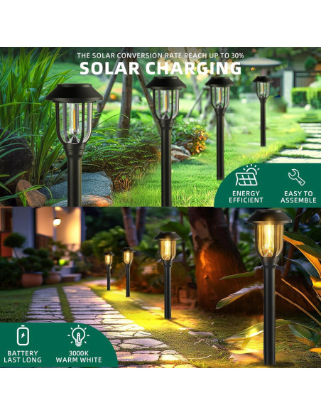 Paquete de 12 Luces Solares ILANCK 3000K para Jardín