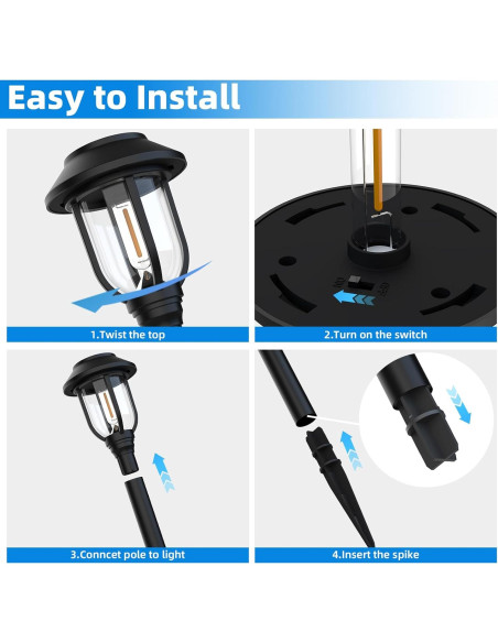 Paquete de 12 Luces Solares ILANCK 3000K para Jardín