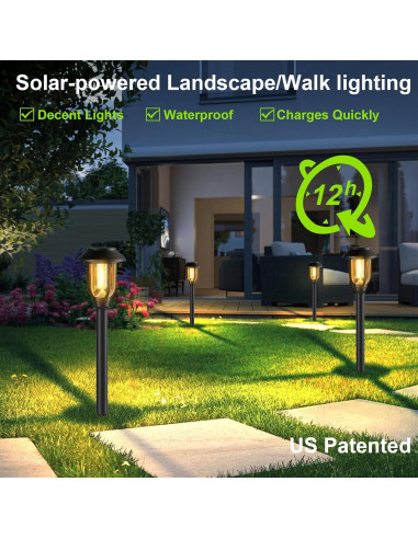 Paquete de 12 Luces Solares ILANCK 3000K para Jardín