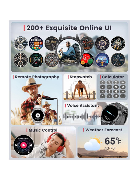 Reloj Inteligente SUNKTA 1.43" AMOLED IP68 Fitness Hombre