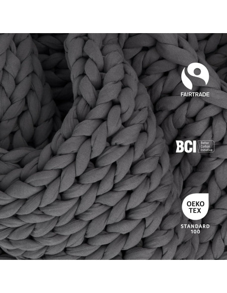 Manta con peso Bearaby Napper 4.54 kg Algodón Gris Asteroide