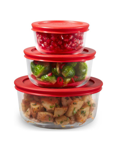 Juego de Contenedores de Almacenamiento Pyrex 6 Piezas Vidrio 1-2-4 Tazas