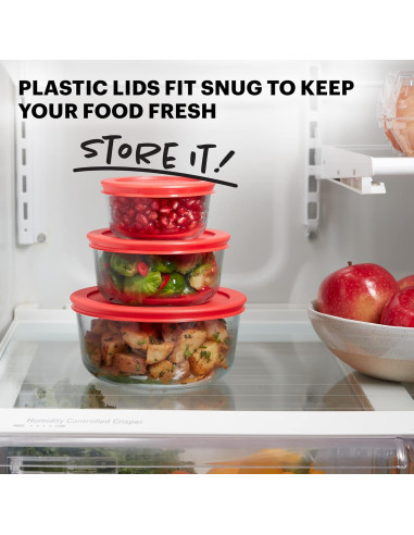 Juego de Contenedores de Almacenamiento Pyrex 6 Piezas Vidrio 1-2-4 Tazas