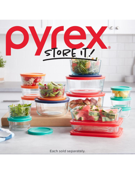 Juego de Contenedores de Almacenamiento Pyrex 6 Piezas Vidrio 1-2-4 Tazas