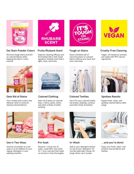 Quitamanchas en Polvo Oxi Stardrops Rosa 1kg para Ropa de Color