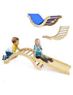 Costzon Estructura de Escalada Arco de Madera 3 en 1 para Niños