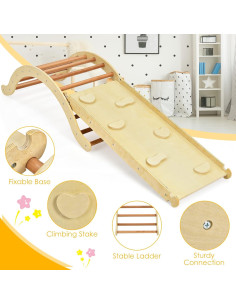 Costzon Estructura de Escalada Arco de Madera 3 en 1 para Niños 2