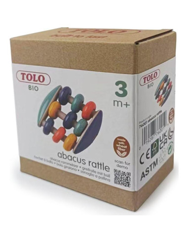 Sonajero de Madera Tolo para Bebés 3+ Meses - Juguete Sensorial