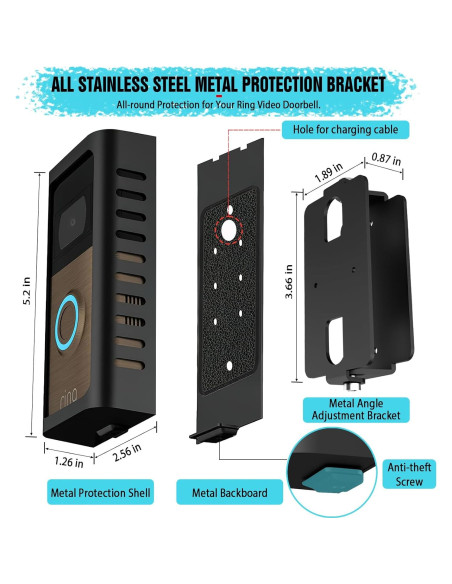 Soporte de timbre antirrobo PUCCI RVDM-02 ajustable 45-135