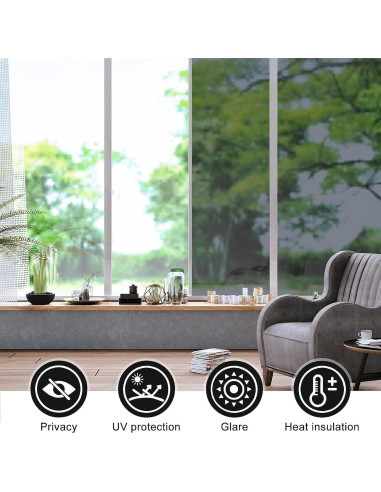 Película de Privacidad LULUETPUE 44.5x200cm Reflectante UV