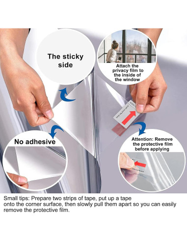 Película de Privacidad LULUETPUE 44.5x200cm Reflectante UV