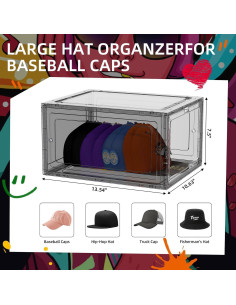 Caja Organizadora de Gorras ZHAIXIAONIAN 4 Piezas Transparente 2