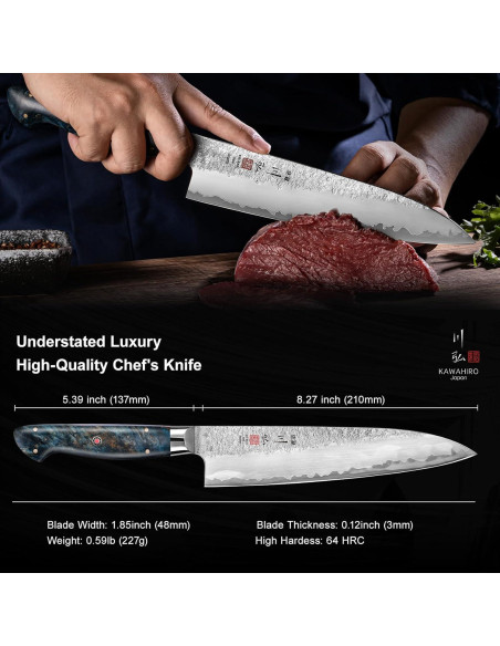 Cuchillo de Chef Japonés KAWAHIRO Gyuto 21 cm Acero SG2