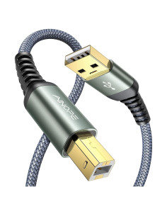 Cable USB A a B AINOPE 2M Alta Velocidad Nylon Gris