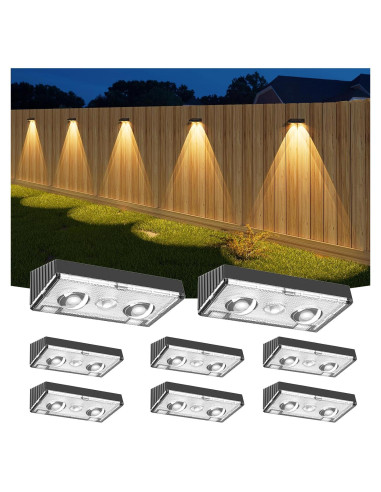 Luz Solar para Vallas NIORSUN - Paquete de 8 Lámparas LED Negras
