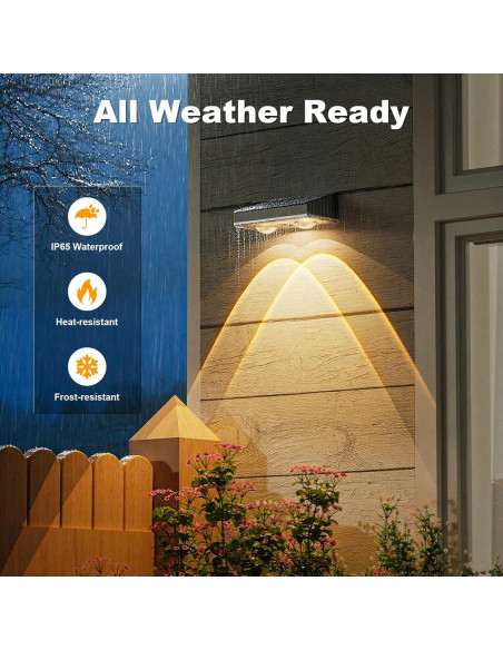 Luz Solar para Vallas NIORSUN - Paquete de 8 Lámparas LED Negras