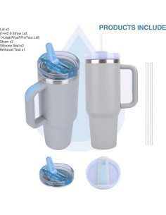 Taza Aislada Chthen 40 oz Acero Inoxidable Blanco Crema 2