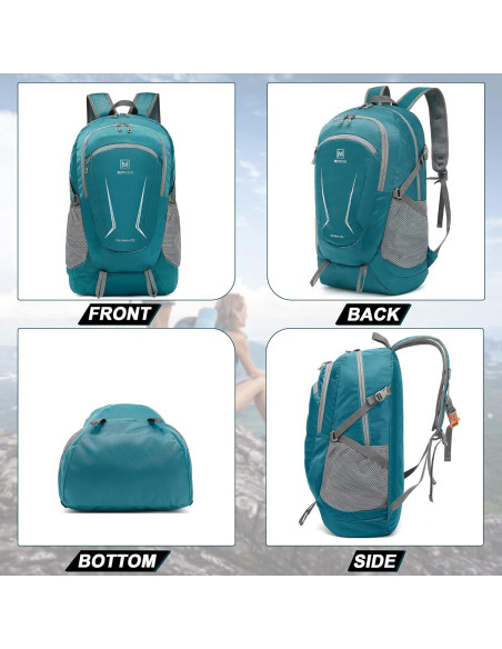 Mochila Plegable Impermeable 45L Verde Unisex para Senderismo