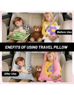 Almohada de Coche para Niños CroYumert - Espuma Viscoelástica Gris 2