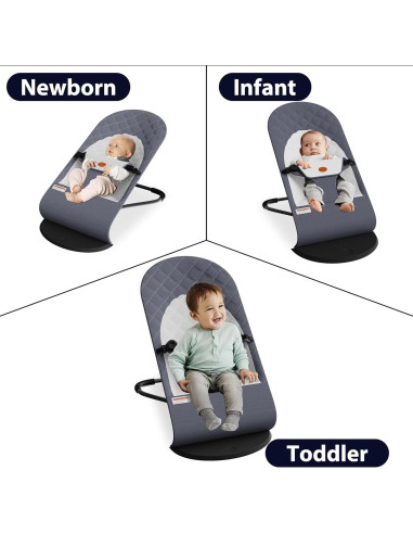 Asiento de rebote portátil para bebés Gris - 0-18 meses, 3 modos