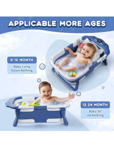 Bañera Plegable para Bebés Oso Azul con Termómetro 2