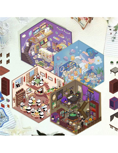 Stickers 3D DIY Kingmagnate - 4 Sets Multicolor para Decorar