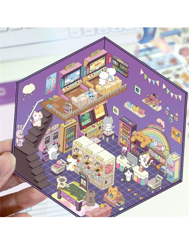 Stickers 3D DIY Kingmagnate - 4 Sets Multicolor para Decorar