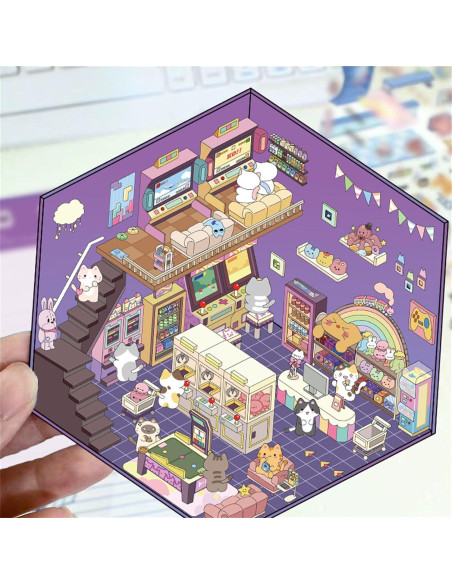 Stickers 3D DIY Kingmagnate - 4 Sets Multicolor para Decorar