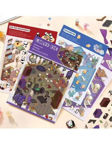 Stickers 3D DIY Kingmagnate - 4 Sets Multicolor para Decorar