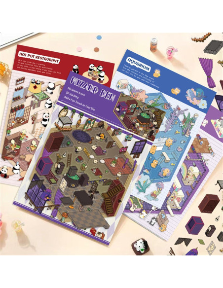 Stickers 3D DIY Kingmagnate - 4 Sets Multicolor para Decorar